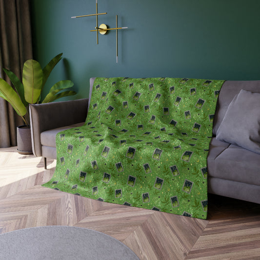 Cottagecore Frog Blanket - Frog Familiar Velvet Blanket - Forest Witch, Frog, CottageCore Blanket