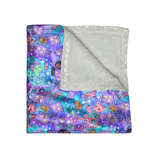 Cryptic Monster Party Velvet Blanket ~ Cozy Crushed Velvet Blanket with Colorful Pattern - Perfect for Home Decor, Gifts, Cozy Nights, Kids Room, Boho Style