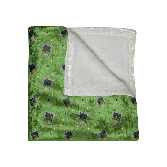 Cottagecore Frog Blanket - Frog Familiar Velvet Blanket - Forest Witch, Frog, CottageCore Blanket
